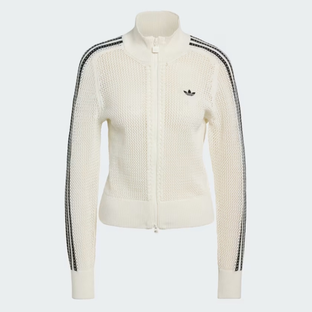 Adidas Women Crochet Track Top in Off White, size XS
